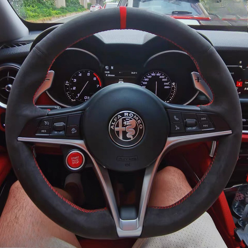 Car Steering Wheel Cover Anti Slip Breathable - Für Alfa Romeo Giulia Stelvio 2015-2018